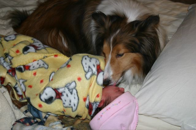 Eva licking Abigail’s face